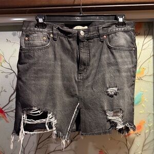 We The Free Charcoal Denim Skirt